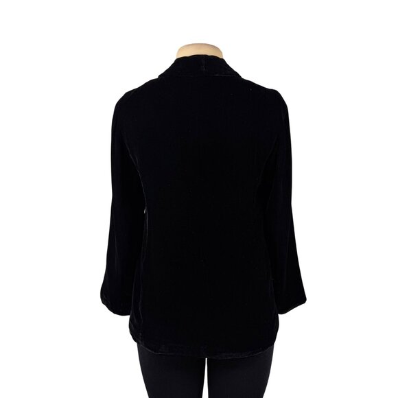 J Jill Womens Black Blend Velvet Blazer  Lined Single Button Sz XS Petite - Picture 5 of 11